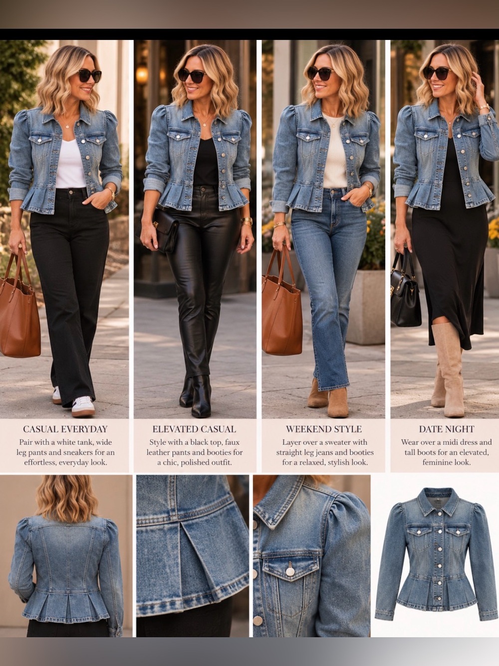 Classic Blue Denim peplum style Jacket